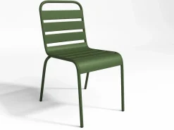 MYLIA Comedor de jardín metal mesa y 8 sillas apilables - Verde - MIRMANDE de Caqui Online
