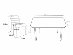 MYLIA Comedores De Jardín|Comedor de jardín para niños de metal - 1 mesa y 4 sillas