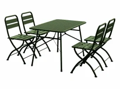Comedor de jardín plegable de metal: Una mesa L.110 cm + 4 sillas - Verde caqui - MIRMANDE de^MYLIA Best