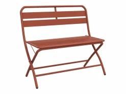 MYLIA Comedor de jardín plegable de metal: Una mesa L.110 cm + 2 bancos - Terracotta - MIRMANDE de Terracota Online
