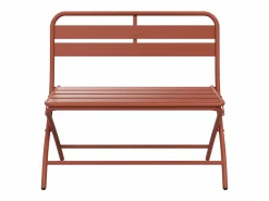 MYLIA Comedor de jardín plegable de metal: Una mesa L.110 cm + 2 bancos - Terracotta - MIRMANDE de Terracota Online