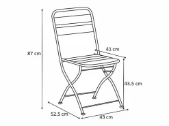 MYLIA Comedores De Jardín|Comedor de jardín plegable de metal: Mesa L.60 cm + 2 sillas - - MIRMANDE