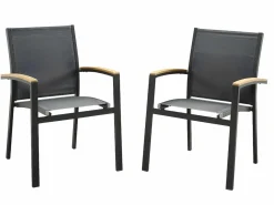 MYLIA Comedor jardín mesa extensible 180/240 y 8 sillones - NAURU Gris antracita Best