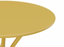 MYLIA Comedores De Jardín|Comedor jardín metal - una mesa D.60cm y 2 sillas apilables - Amarillo - MIRMANDE