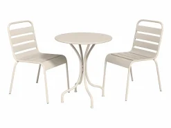 MYLIA Comedores De Jardín|Comedor jardín metal - una mesa D.60cm y 2 sillas apilables - - MIRMANDE