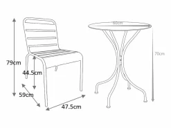 MYLIA Comedores De Jardín|Comedor jardín metal - una mesa D.60cm y 2 sillas apilables - - MIRMANDE
