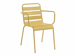 MYLIA Comedores De Jardín|Comedor jardín metal mesa An. 160 cm 2 sillas 4 sillas - Amarillo MIRMANDE