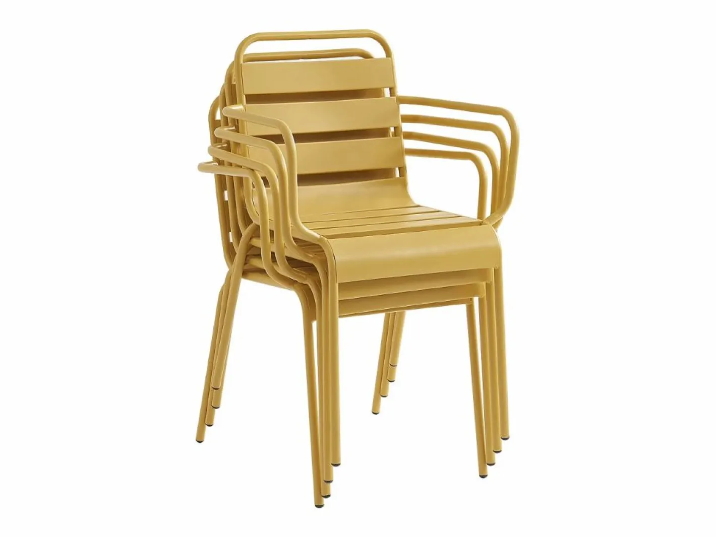 MYLIA Comedores De Jardín|Comedor jardín metal mesa An. 160 cm 2 sillas 4 sillas - Amarillo MIRMANDE