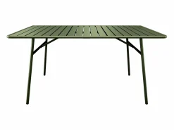 MYLIA Comedor jardín metal mesa y 8 sillones apilables - Verde - MIRMANDE de Caqui Discount