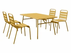 MYLIA Comedor jardín metal Mesa An. 160 cm y 4 sillas - Amarillo - MIRMANDE Mostaza Online