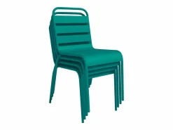 MYLIA Comedor jardín metal mesa y 2 sillas apilables azul pato - MIRMANDE Azul verdoso