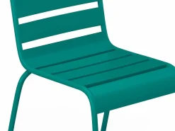 MYLIA Comedor jardín metal mesa y 2 sillas apilables azul pato - MIRMANDE Azul verdoso