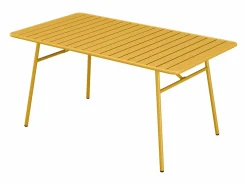 MYLIA Comedores De Jardín|Comedor jardín metal mesa y 8 sillones apilables - Amarillo - MIRMANDE