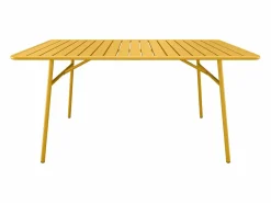 MYLIA Comedores De Jardín|Comedor jardín metal mesa y 8 sillones apilables - Amarillo - MIRMANDE