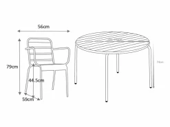 MYLIA Comedores De Jardín|Comedor jardín metal mesa redonda y 6 sillas apilables - MIRMANDE