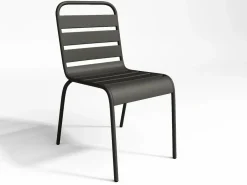 MYLIA Comedor jardín metal mesa y 8 sillas apilables - MIRMANDE de Gris antracita Best