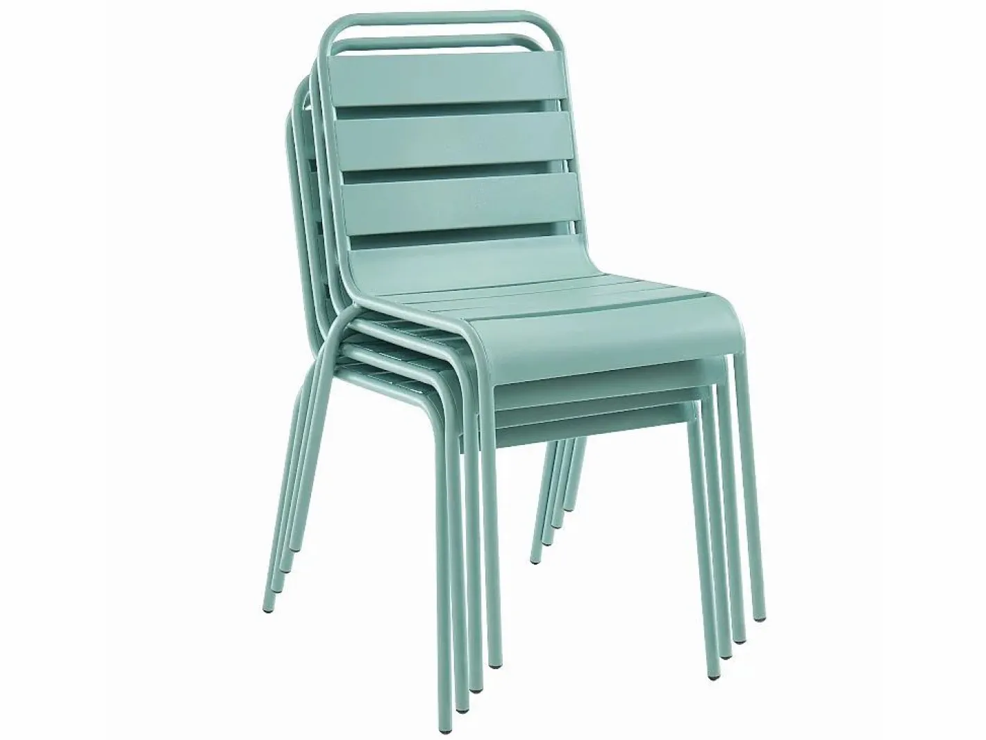 MYLIA Comedor jardín metal mesa+4sillas apilables Verde - MIRMANDE Verde almendra Best