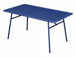 MYLIA Comedor jardín metálico mesa y 8 sillones apilables Azul noche - MIRMANDE de Azul oscuro