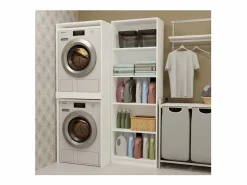 TOPESHOP COMO - Mueble para lavadora y secadora - Mueble ahorraespacio - Blanco New