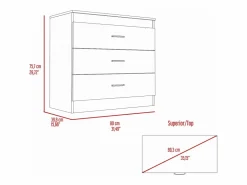 TuHome Comoda Melia en melamino con 3 cajones de rieles metalicos , , 75.7 cm X 80 cm X 39.8 cm Multicolor