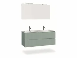 Mueble De Baño Con Doble Lavabo|Composición bañera doble 5 piezas VENERE salvia