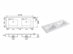 Composición de doble lavabo 5 piezas SOLMIRA salvia Verde Clearance