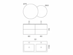 Mueble De Baño Con Doble Lavabo|Composición lavabo doble SOLMIRA mate