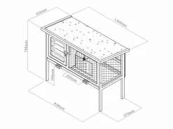 Vente-unique Cama De Animales De Compañía|Conejera con patas para conejos y roedores - Ancho 91 x Prof. 45 x Alt. 70 - LAPIUS