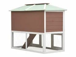 Conejera jaula de animales con doble piso de madera marrón ES380558^ Discount