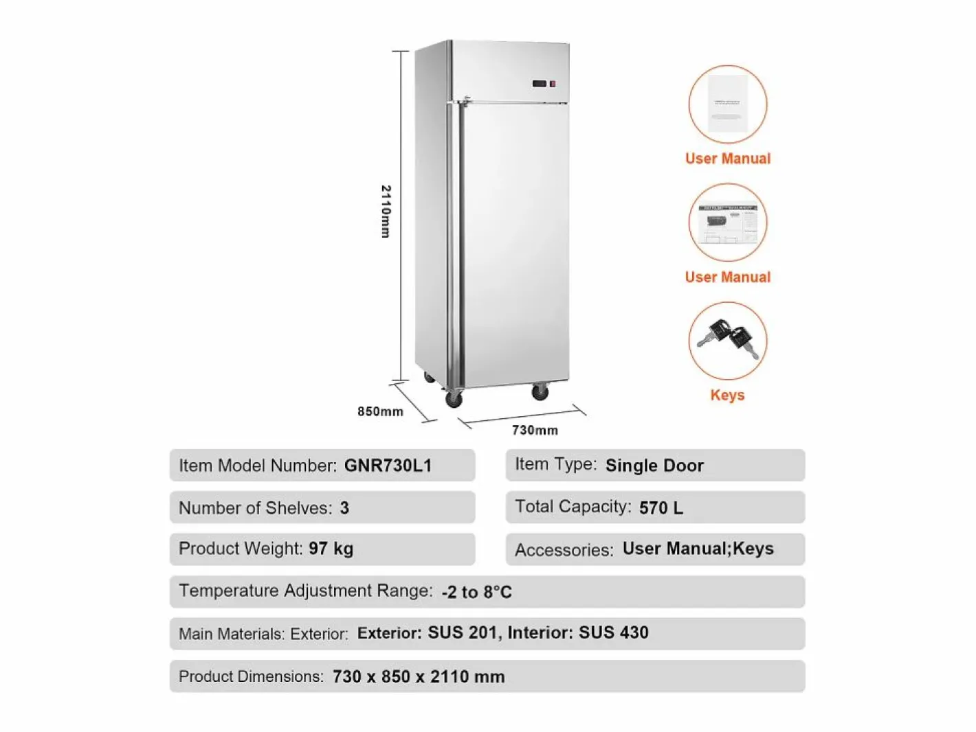 Congelador Comercial SucceBuy 570 L Vertical 1 Puerta^ Hot