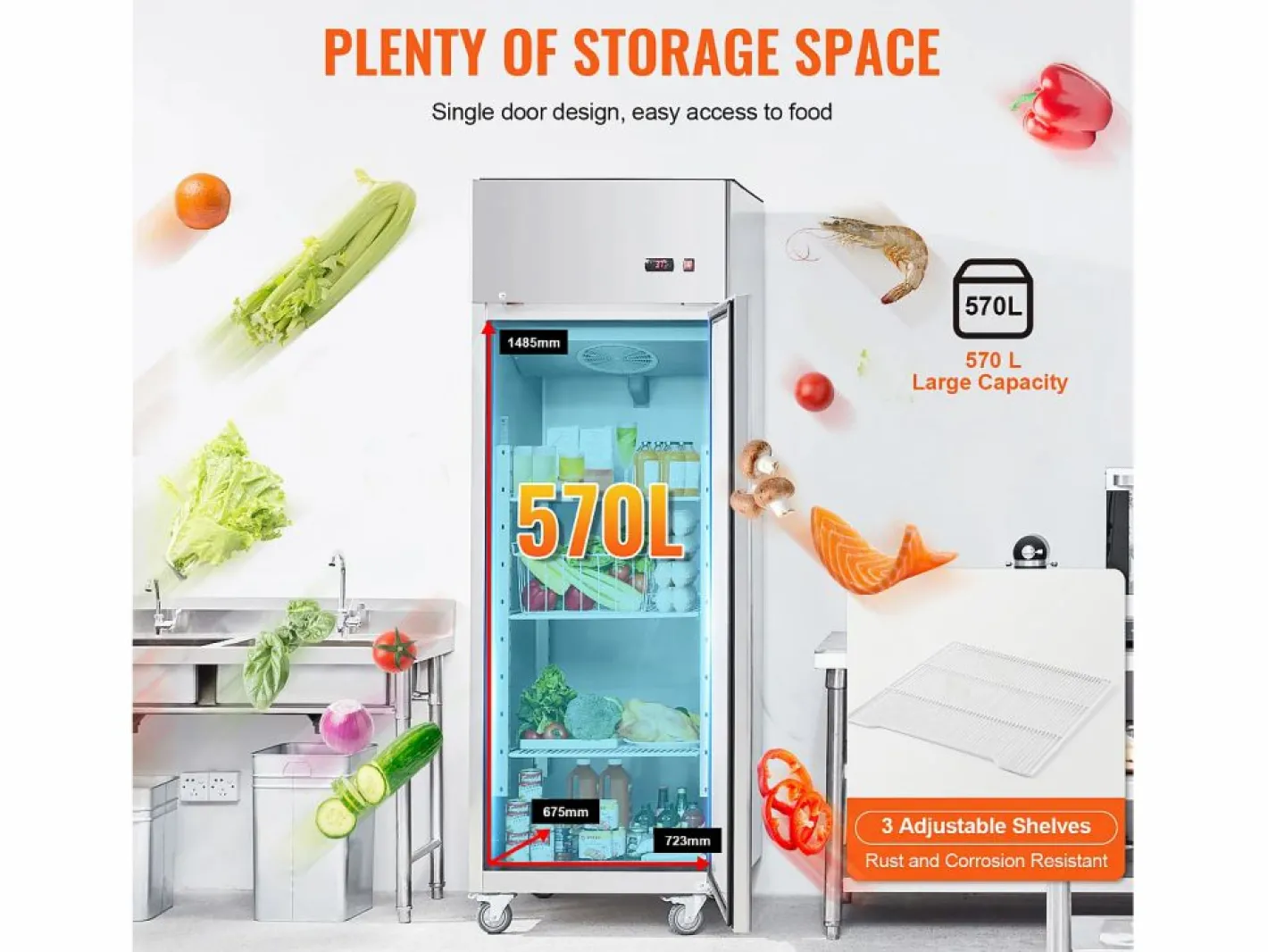 Congelador Comercial SucceBuy 570 L Vertical 1 Puerta^ Hot