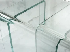 Vente-unique Mesa De Centro|Conjunto 3 mesas de centro de cristal curvado MINKA