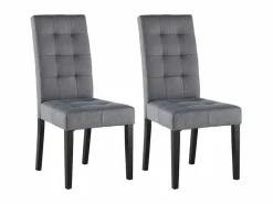 Vente-unique Conjunto 2 sillas VILLOSA - Tela y Patas de madera Gris New