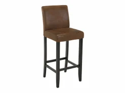 Vente-unique Conjunto 2 taburetes bar SANTOS - Aspecto piel envejecida Color natural oscuro / Marru00f3n chocolate Outlet
