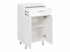 Conjunto para baño de pie 55 cm Armario con lavabo Columna 50 cm Cómoda Armario superior Lupo Blanco Discount