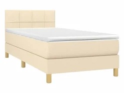 Conjunto Boxspring - 90x190 cm + colchón y LED tela ES607032 Crema New