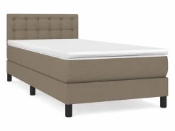 Conjunto Boxspring - 90x190 cm + colchón tela gris taupe ES367757 Topo