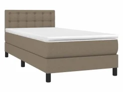Conjunto Boxspring - 90x190 cm + colchón tela gris taupe ES367757 Topo