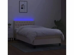 Conjunto Boxspring - 90x190 cm colchón y luces LED tela color ES683851^ Outlet