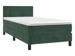 Conjunto Boxspring - 90x190 cm + colchón terciopelo oscuro ES495460 Verde Outlet