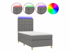 Conjunto Boxspring - 90x190 cm colchón y luces LED tela oscuro ES848933^