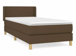Cama Continental Boxspring|Conjunto Boxspring - 90x200 cm + Somieres + colchón tela marrón oscuro ES40955