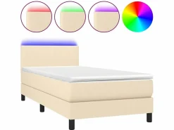 Cama Continental Boxspring|Conjunto Boxspring - 90x200 cm + Somieres + colchón + LED tela ES44949