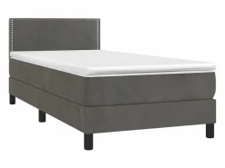 Conjunto Boxspring - 90x190 cm colchón y LED terciopelo oscuro ES913098 Gris Online