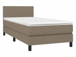 Cama Continental Boxspring|Conjunto Boxspring - 90x200 cm + colchón LED tela gris taupe ES791611