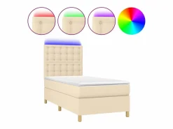 Cama Continental Boxspring|Conjunto Boxspring - 80x200 cm colchón y luces LED tela ES472618