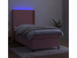 Conjunto Boxspring - 80x200 cm colchón y LED terciopelo ES696690 Rosa Online
