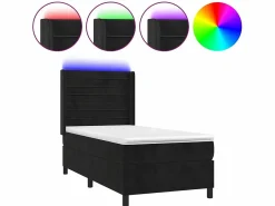 Cama Continental Boxspring|Conjunto Boxspring - 80x200 cm + Somieres + colchón + LED terciopelo ES42443