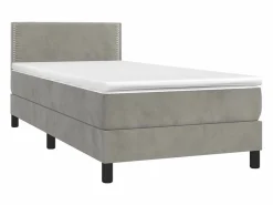 Conjunto Boxspring - 90x190 cm colchón y LED terciopelo claro ES745478^ Hot