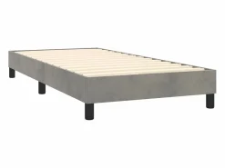 Conjunto Boxspring - 90x190 cm colchón y LED terciopelo claro ES745478^ Hot